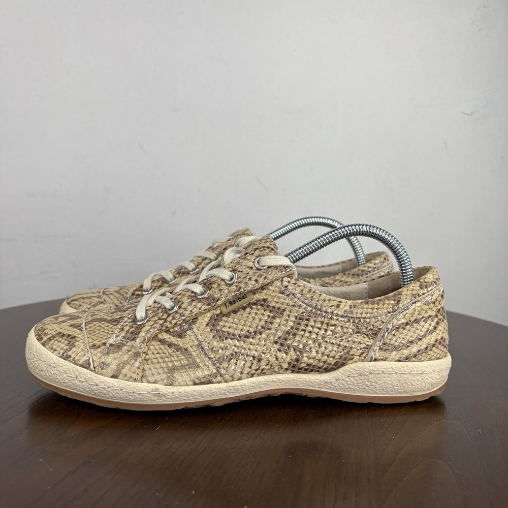 Josef Seibel Gaspian Shoes Women's 38 / 7-7.5 Leather Brown Tan Snakeskin Print